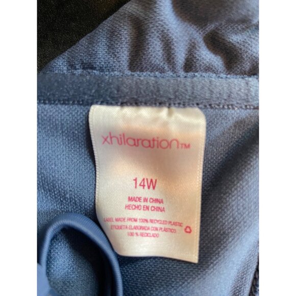 Xhiliration Blue Crocheted Knit Halter Bathing Suit Top Womens Blue 14 W - Picture 6 of 9